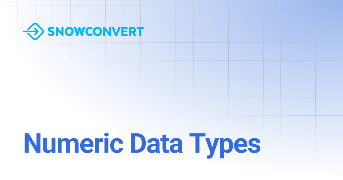 Numeric Data Types | SnowConvert