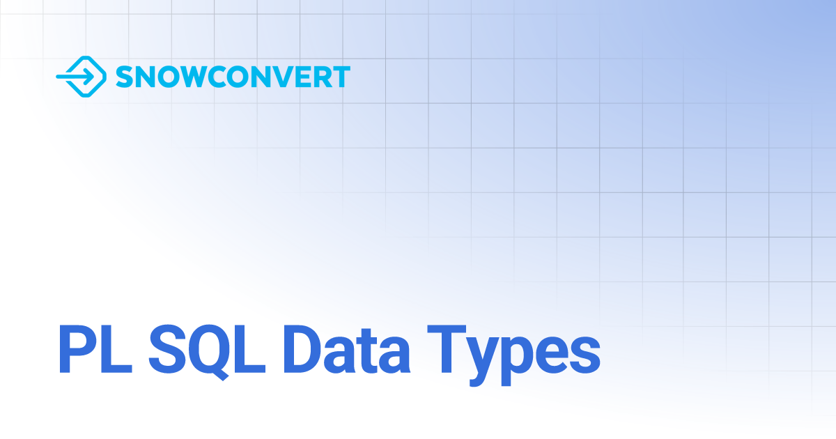 PL SQL Data Types | SnowConvert